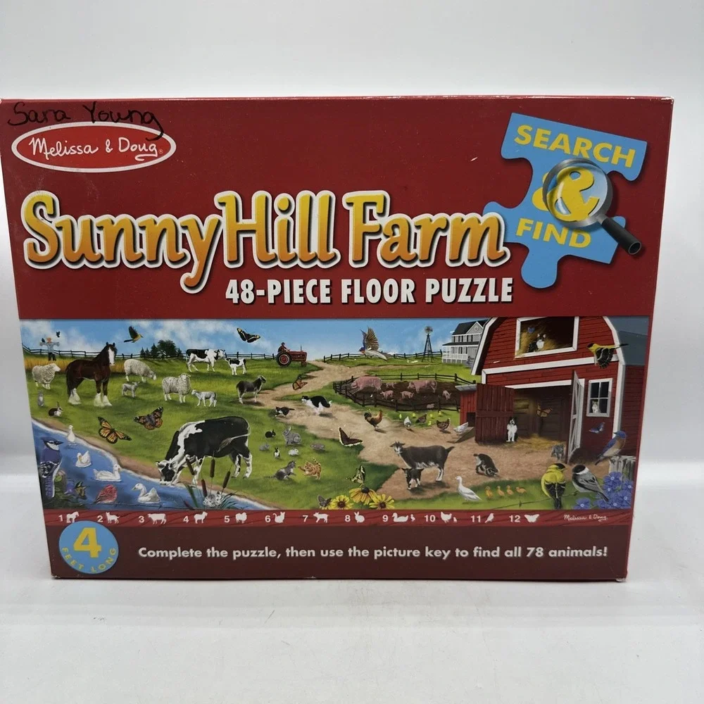 Melissa & Doug Sunny Hill Farm 48pc Floor Puzzle Search & Find COMPLETE